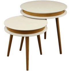 میز عسلی دو تکه مدل ANGELICA کد T-733 رنگ WH/MAPLE